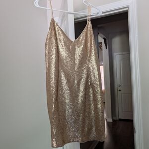 Gold Sequin Slip Dress